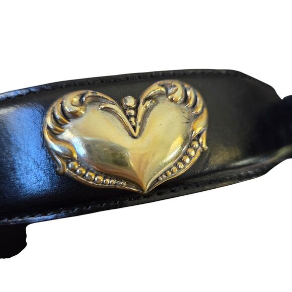 Vtg Fossil Black Silver Leather Southwest Western Cowgirl Rodeo Belt S EUC - Picture 4 of 8